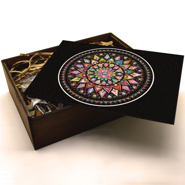 Baltic Mandala Matryoshka wooden jigsaw puzzle storage box