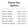 Available puzzle size options for Custom Personalized Wooden Jigsaw Puzzle