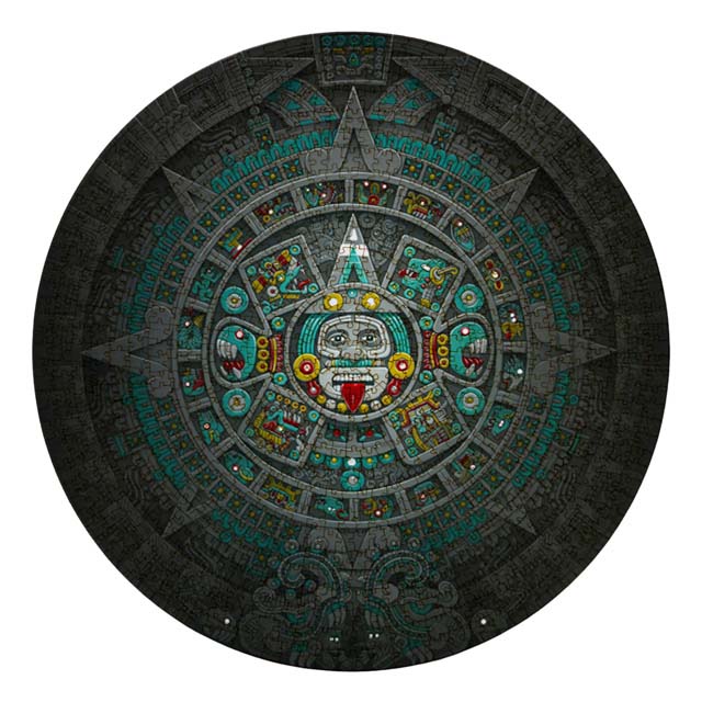 Aztec Calendar wooden jigsaw puzzle image of completed puzzle