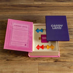 Open book showing contents. A tribute to the 1978 version of Candy Land board game. Shown in a Vintage Bookshelf Edition.