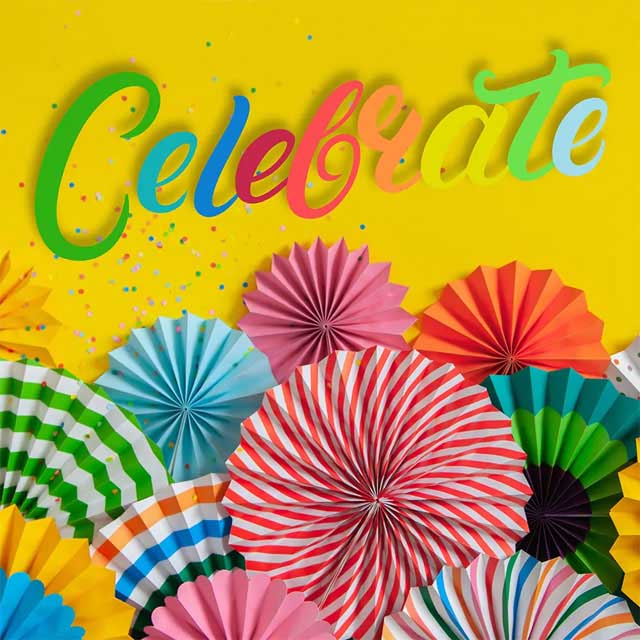 Celebrate Mailable Jigsaw Puzzle Greeting Card puzzle image