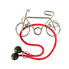 John Claude Constantin Metal Bike bicycle wire puzzle with red lanyard bicycle lock unsolved