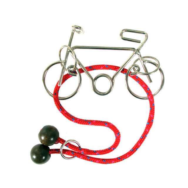 John Claude Constantin Metal Bike bicycle wire puzzle with red lanyard bicycle lock unsolved