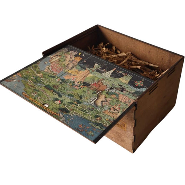 Land of Make Believe / Fairytale Land wooden jigsaw puzzle storage box with open lid