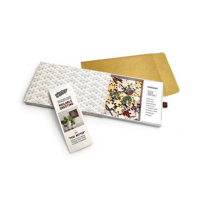 Feel Better Mailable Jigsaw Puzzle Greeting Card showing contents