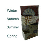 Four Seasons wood puzzle box collection: Winter, Autumn, Summer, Spring