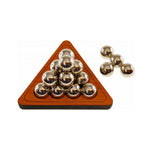 Kugel Pyramide (Ball Pyramid) stacking puzzle by Jurgen Reiche of Siebenstein-Spiele. In play.