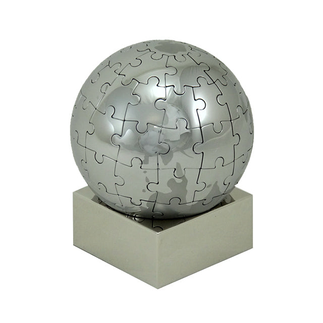 Completed 3D metal jigsaw puzzle Magnetic World Globe