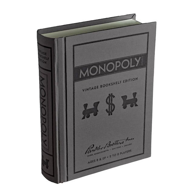 Fabric-wrapped book of Monopoly Vintage Bookshelf Edition