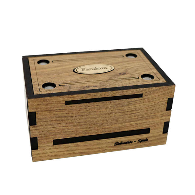 Pandoras Box trick puzzle by Jurgen Reiche of Siebenstein-Spiele. Front.