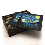 Vincent van Gogh "The Starry Night" wooden jigsaw puzzle with open lid