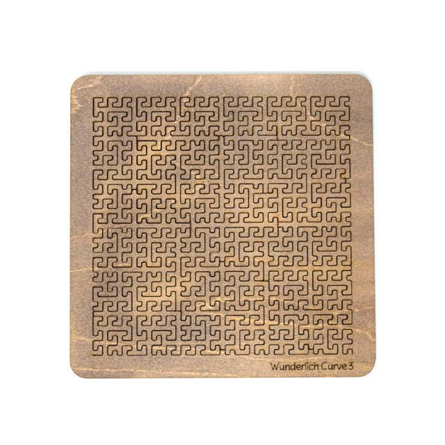 Wunderlich Curve 3 wood fractal puzzle by Martin Raynsford with oak finish